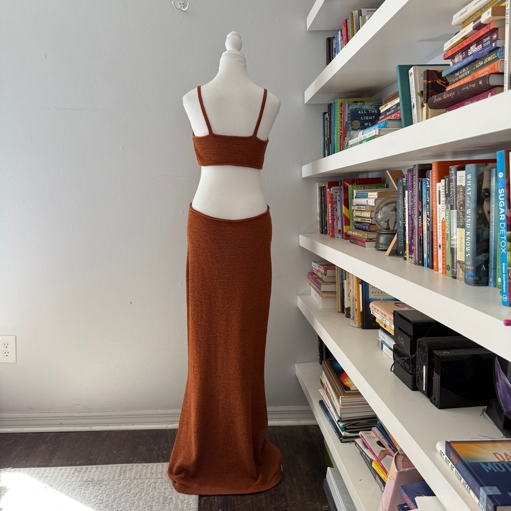 Cult Gaia Serita Brown Knit Cut outs Dress XL - Picture 9 of 16
